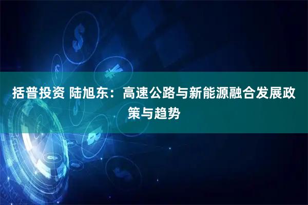 括普投资 陆旭东：高速公路与新能源融合发展政策与趋势